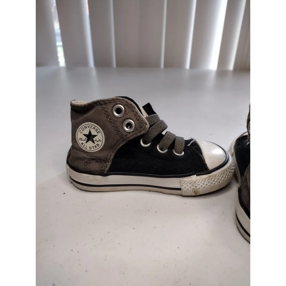 Converse All Star High Top Toddler‎ Shoes Black Gray Canvas Lace Up Size 5